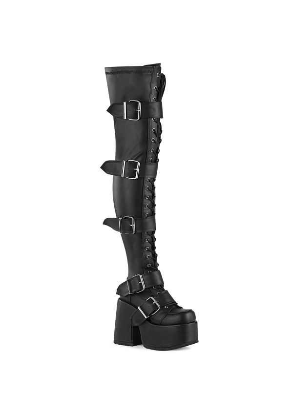 Black Chunky Platform Thigh High Boots
