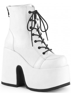 White Camel Chunky Heel Platform Boots