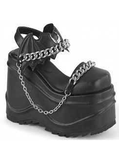 Wave Platform Black Chained Bat Platform Sandal