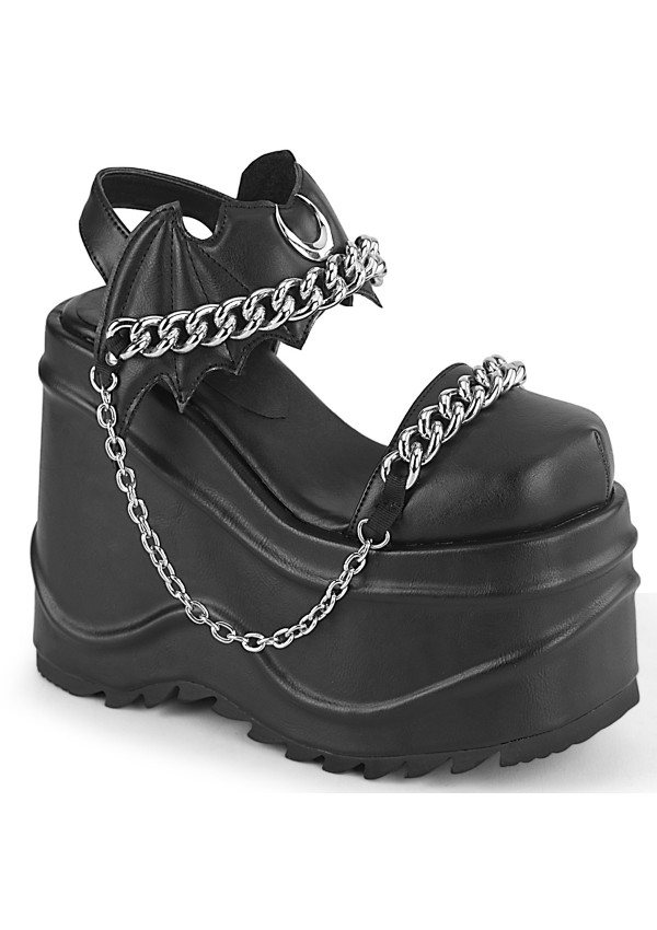 Wave Platform Black Chained Bat Platform Sandal