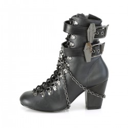 Coffin Buckled Granny Gothic Black Ankle Boots