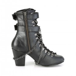 Coffin Buckled Granny Gothic Black Ankle Boots