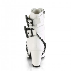 Coffin Buckled Granny Gothic White Ankle Boots