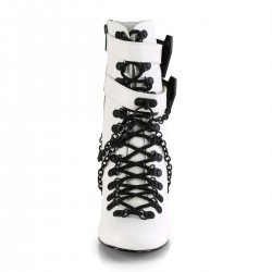 Coffin Buckled Granny Gothic White Ankle Boots