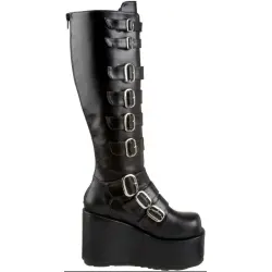 Buckled Concord Wedge Platform Black Boots