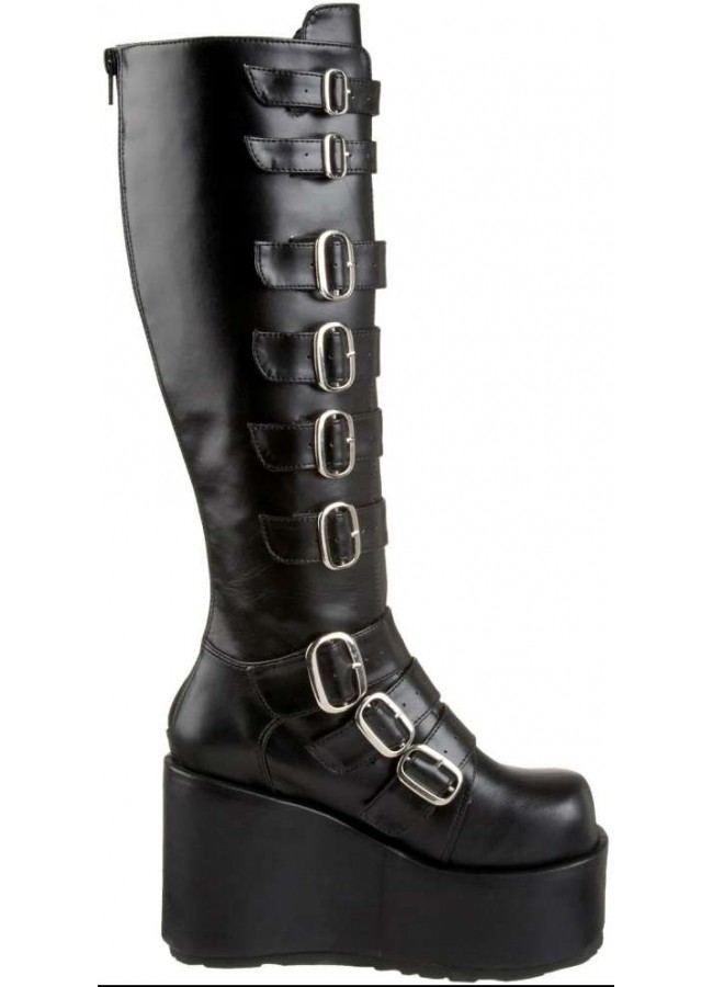Buckled Concord Wedge Platform Boots | Black Gothic Boots