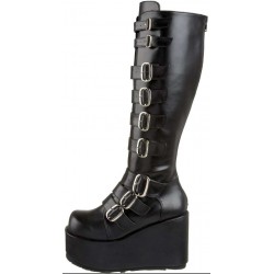 Buckled Concord Wedge Platform Boots | Black Gothic Boots