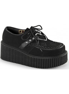 Heart Ring Faux Suede Black Creeper for Women