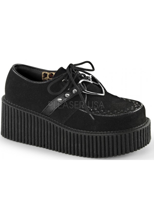 Heart Ring Faux Suede Black Creeper for Women