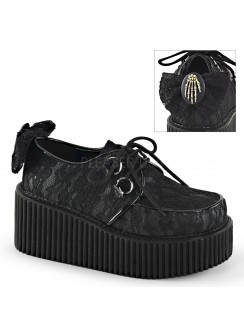 Black Lace Overlay Womens Creeper Shoes