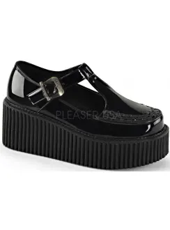 Platform T-Strap Black Creeper for Women