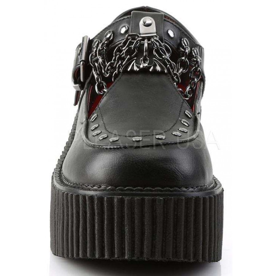 Demonia CREEPER-215  Black Vegan Leather Creepers – Too Fast