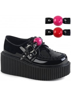 Ball Gag Black Faux Leather Womens Creeper