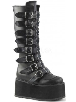 Damned Black Faux Leather Gothic Knee Boots for Women