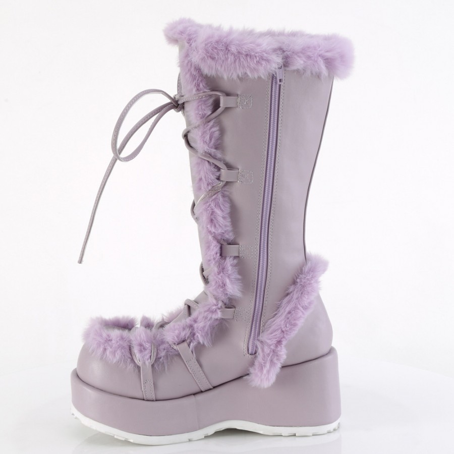 Demonia Cubby-311 Mid-Calf Boots in Lavender - Gothic Platform Boots