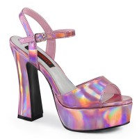 Dolly Pink Hologram Platform Chunky Heel Sandal