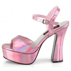 Dolly Pink Hologram Platform Chunky Heel Sandal