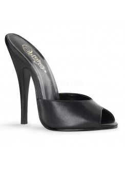 Domina High Heel Peep Toe Leather Slide