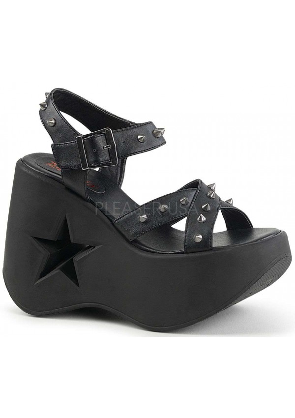 Dynamite Star Womens Platform Black Sandal