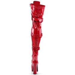 Electra Red Buckled Thigh High Platform Boots