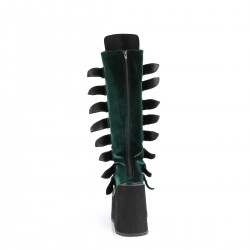 Emerald Green Velvet Swing Buckled Womens Platform Boots