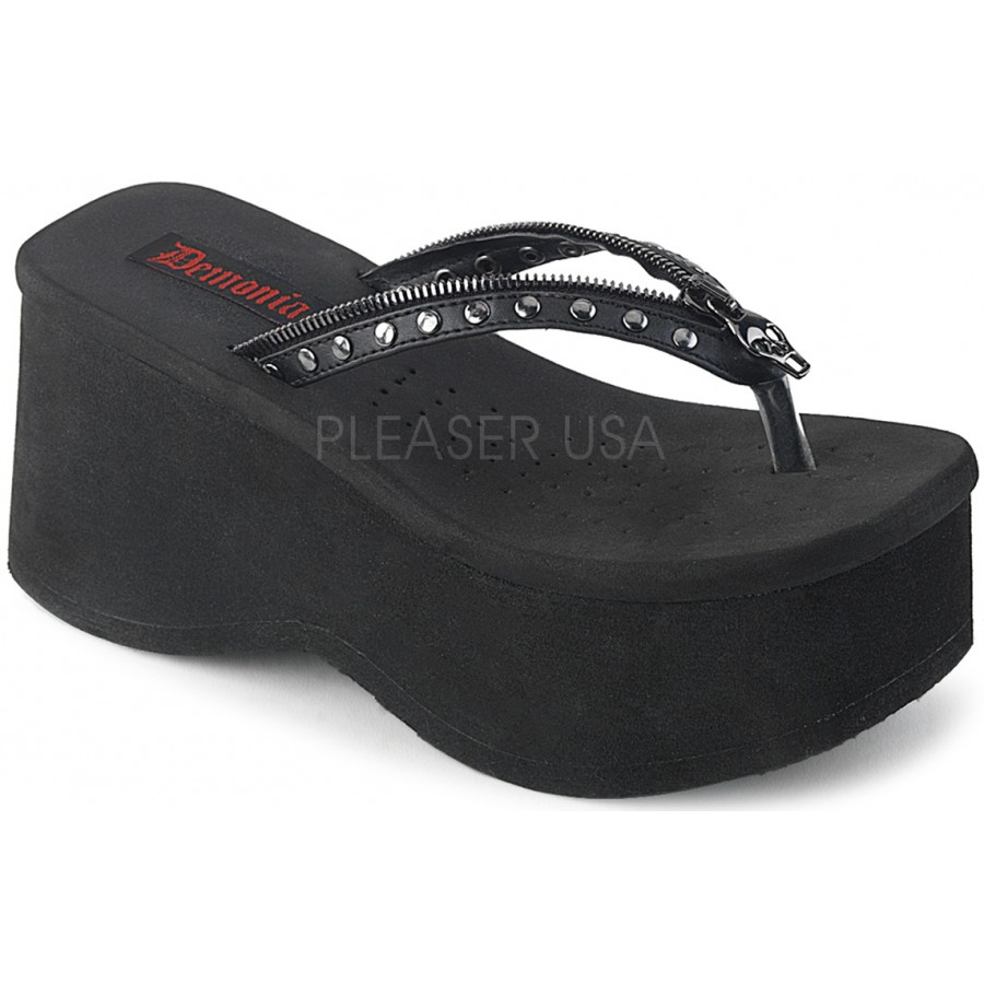 Faux Leather Platform Flip Flop Sandals