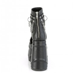 Wave Black Platform Sandal Bootsies with Chain