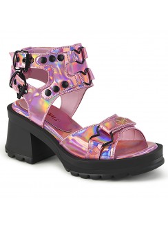 Bratty Heart Ring Pink Hologram Gothic Sandals