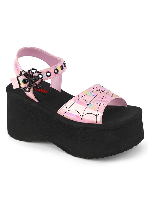 Spider Pink Hologram Platform Gothic Sandal