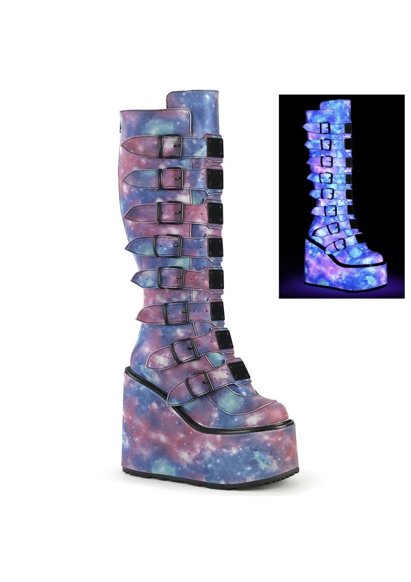 Swing Buckled Galaxy Womens Platform Boots