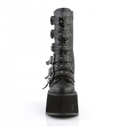 Damned Black Buckled Gothic Boots for Women