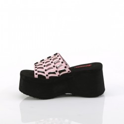 Spider Studded Pink Hologram Platform Mule