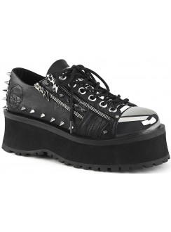 Gravedigger Mens Lightning Zipped Platform Oxford Shoes