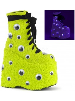 Slay Lime Green Googly Eye Platform Boots