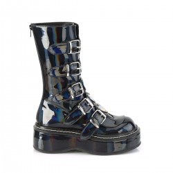 Emily Black Hologram Heart Combat Boots