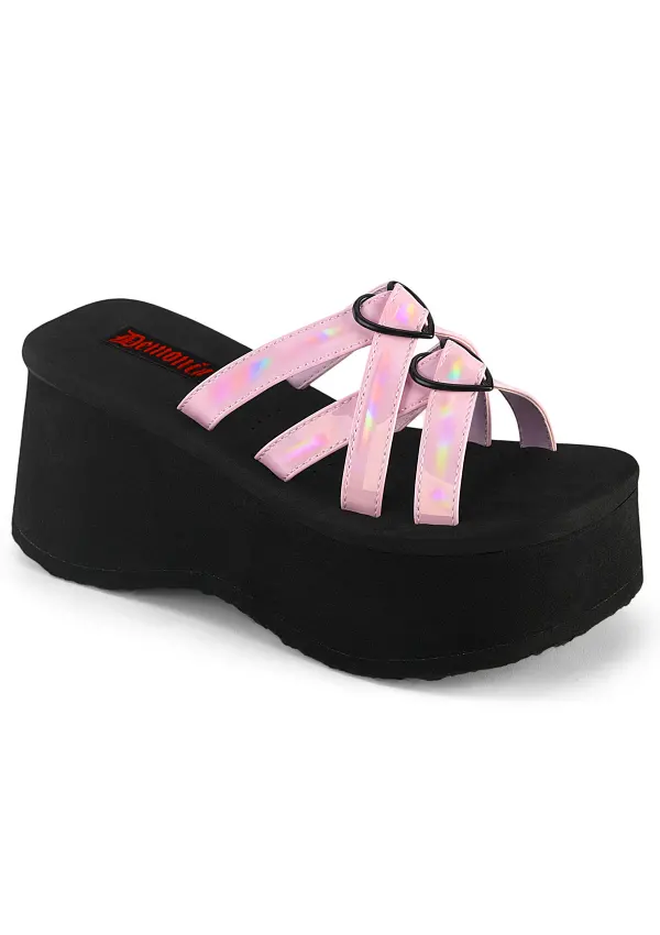 Heart Ring Pink Hologram Platform Clogs