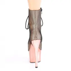 Adore Rose Gold Hologram Fishnet Ankle Boots