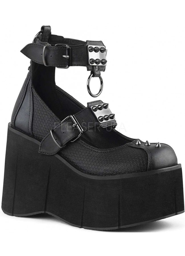 S-09 schwarz weiß black Gothic Lolita Pumps Plateau Schuhe Shoes Maid Cosplay 