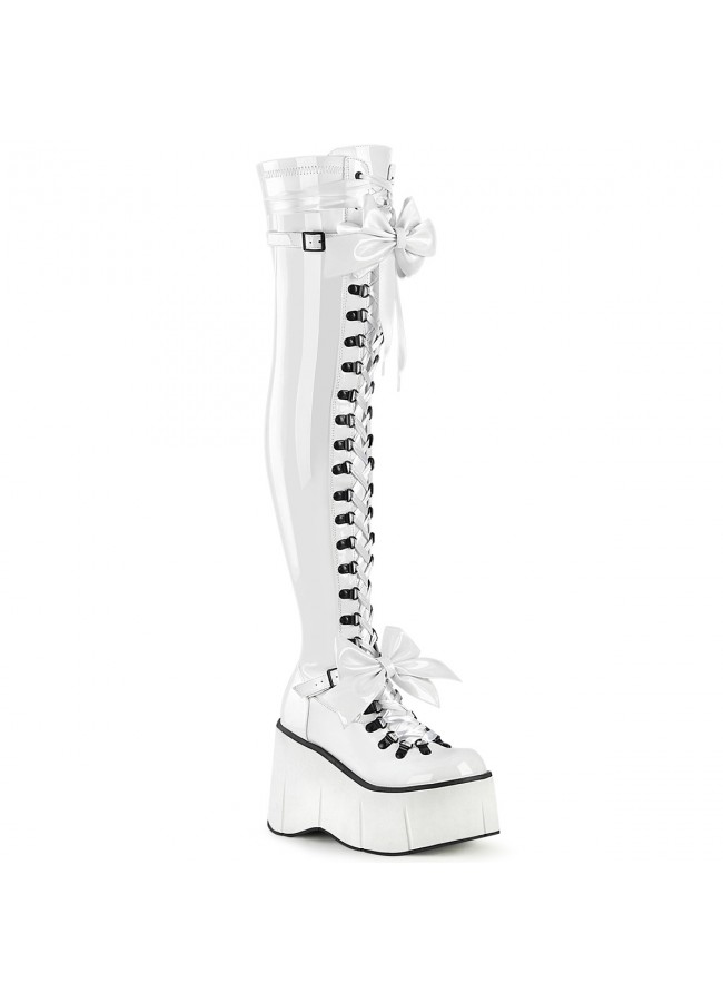 white thigh high platform boots