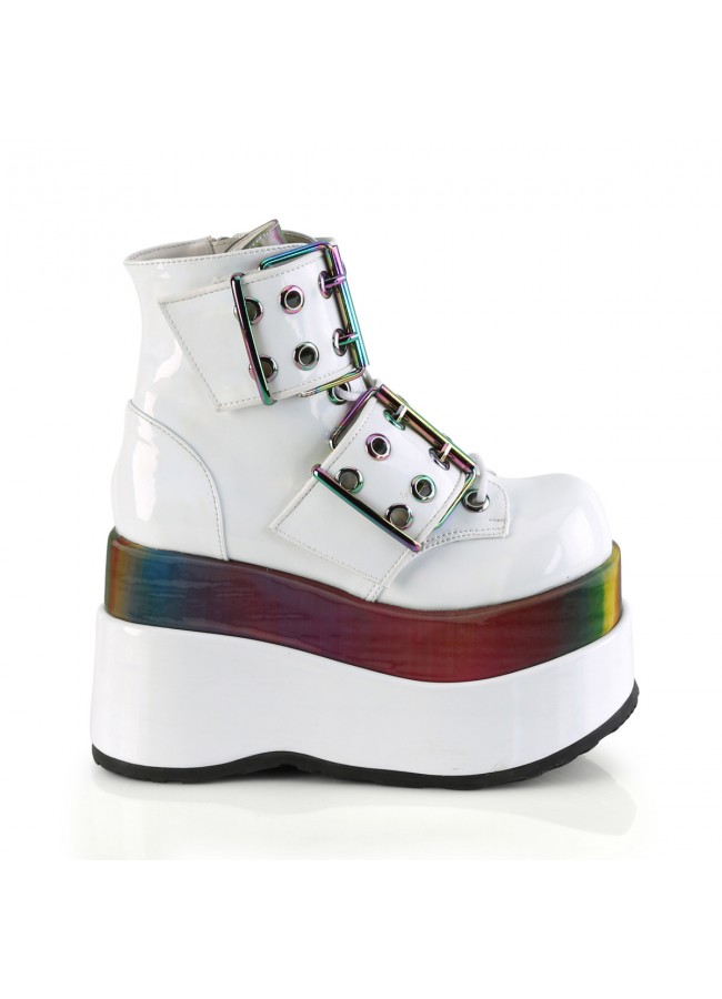 Bear White Rainbow Platform Ankle Boots - Gothic Platform Boot