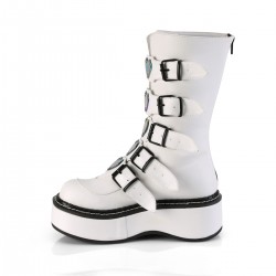 Emily White Heart Combat Boots