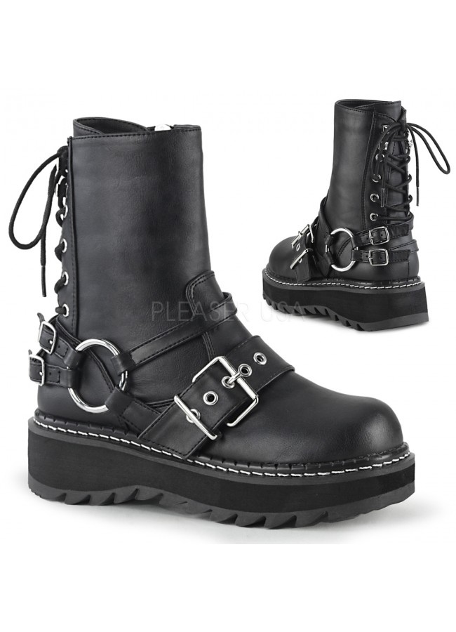 womens lace up black ankle boots