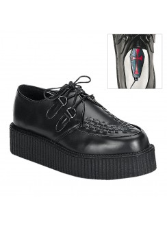 Black Leather Mens Creeper Loafer