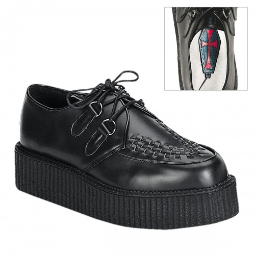 Black Leather Creeper Mens Platform Shoes Demonia Creeper for Men