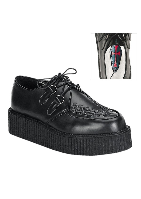 Black Leather Mens Creeper Loafer