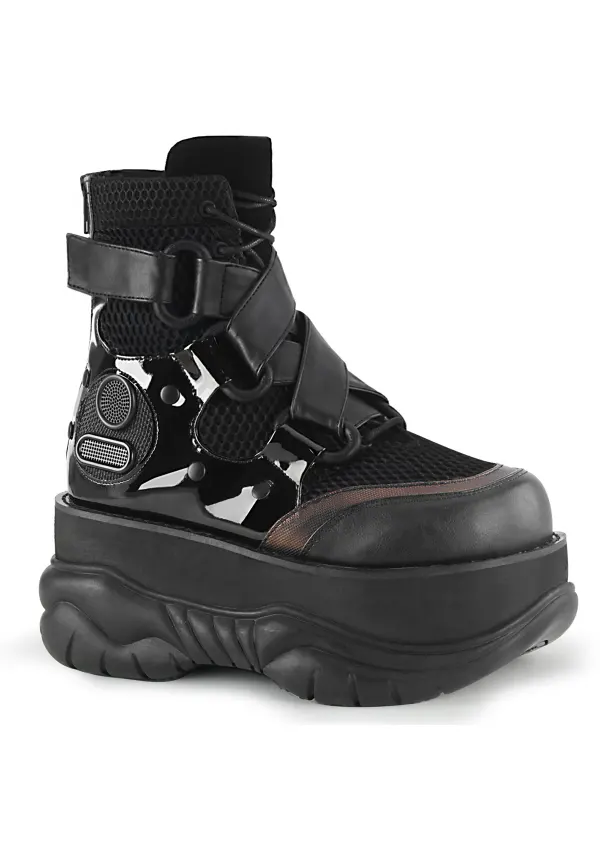 Neptune Black Cyberpunk Mens Ankle Boots