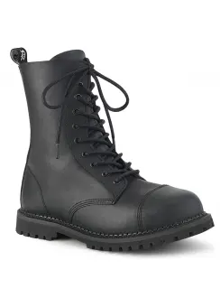 Riot 10-Eyelet Mens Vegan Leather Ankle Boots with Steel Toe