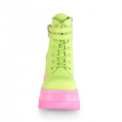 Lime Green and Pink Womens Ankle Boots