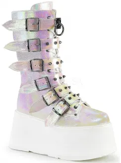 Damned Pearl Shimmer Buckled Boots for Women