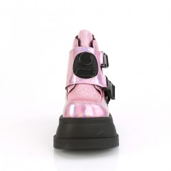 Stomp Pink Hologram Wedge Ankle Boots